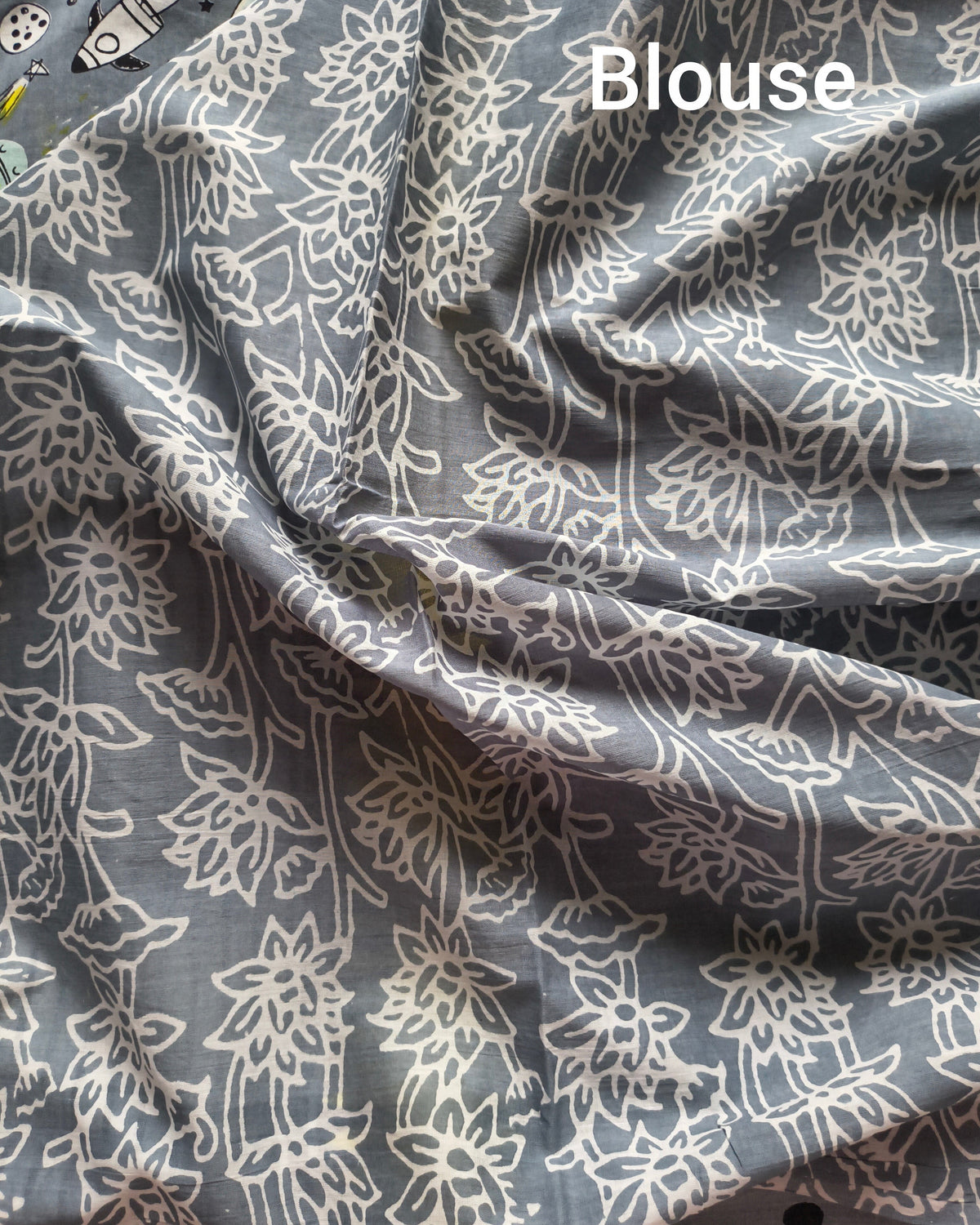 Cosmic Trails Hand block Cotton Saree