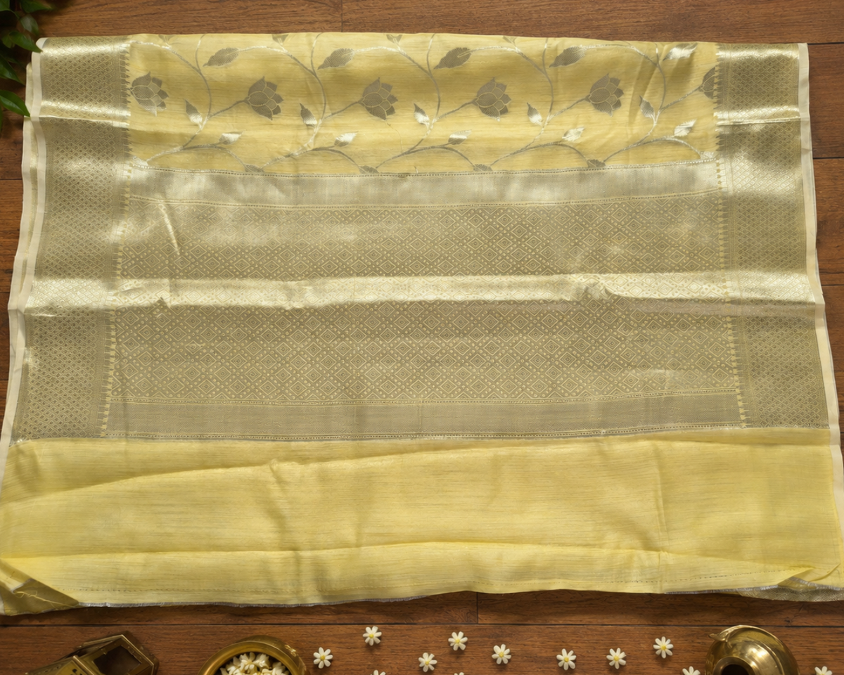 Lemon Silver Jaal Saree