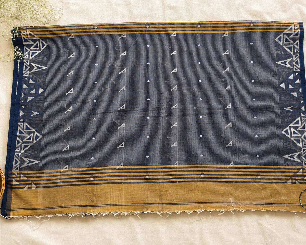 Mitti Neel Handwoven Jamdani Saree