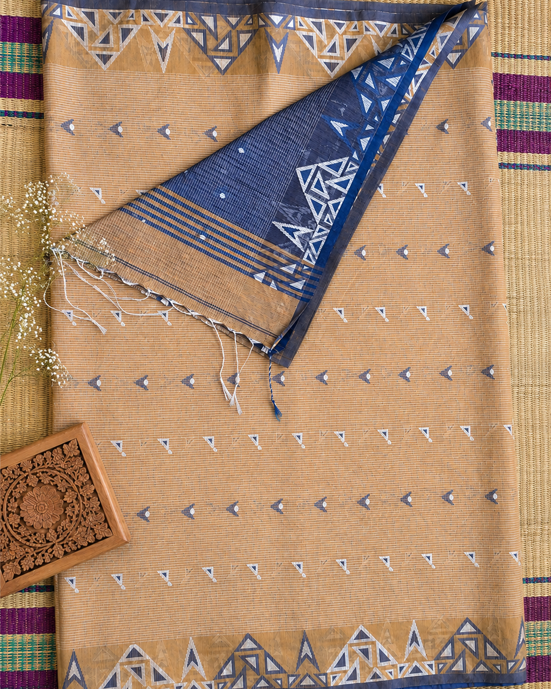 Mitti Neel Handwoven Jamdani Saree
