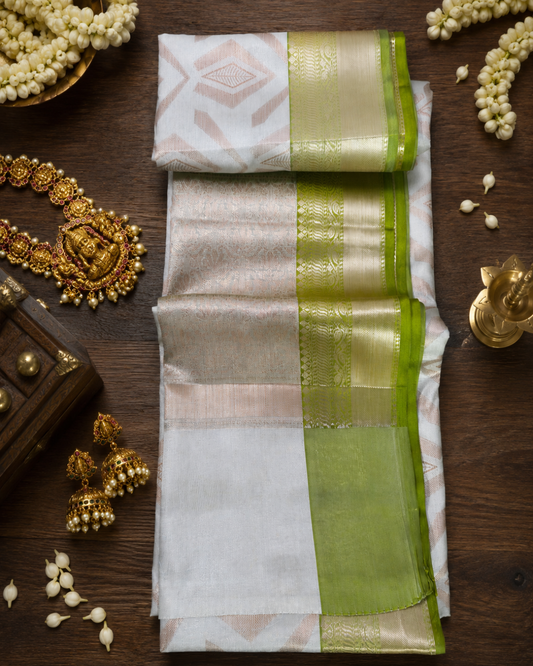 Ivory Gold Festive Tissue Saree