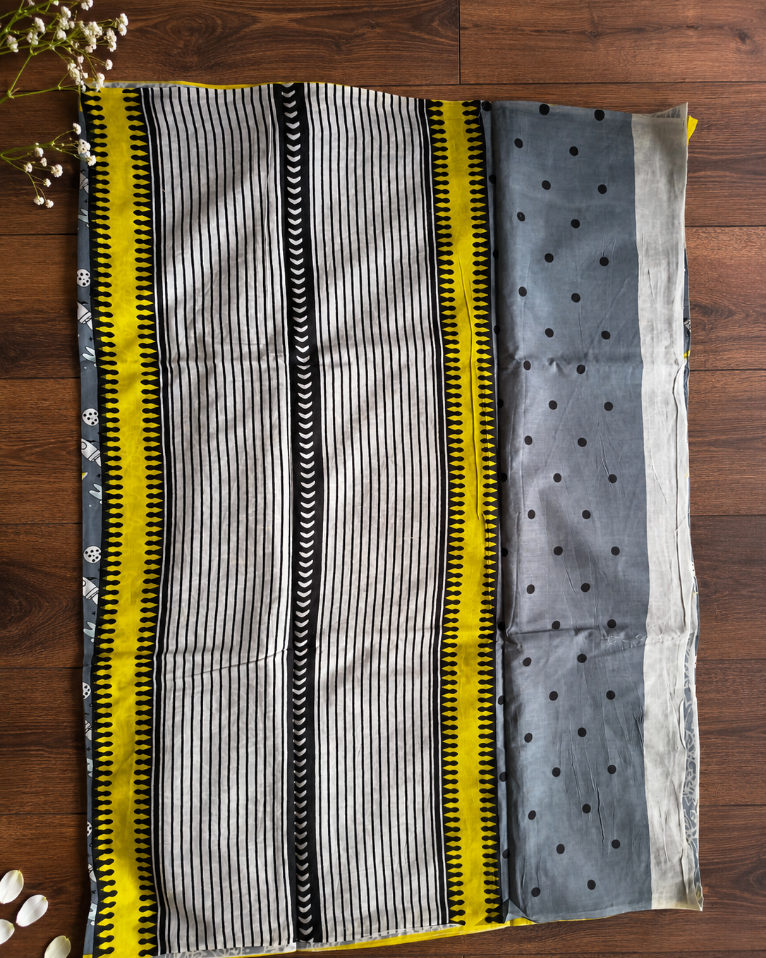 Cosmic Trails Hand block Cotton Saree