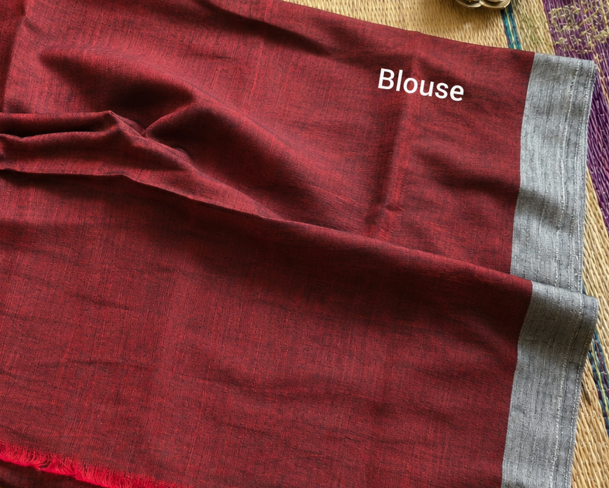 Maroon Jamdani Mul Cotton Handloom