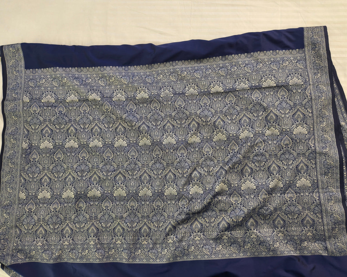 Classic Blue Brocade Saree