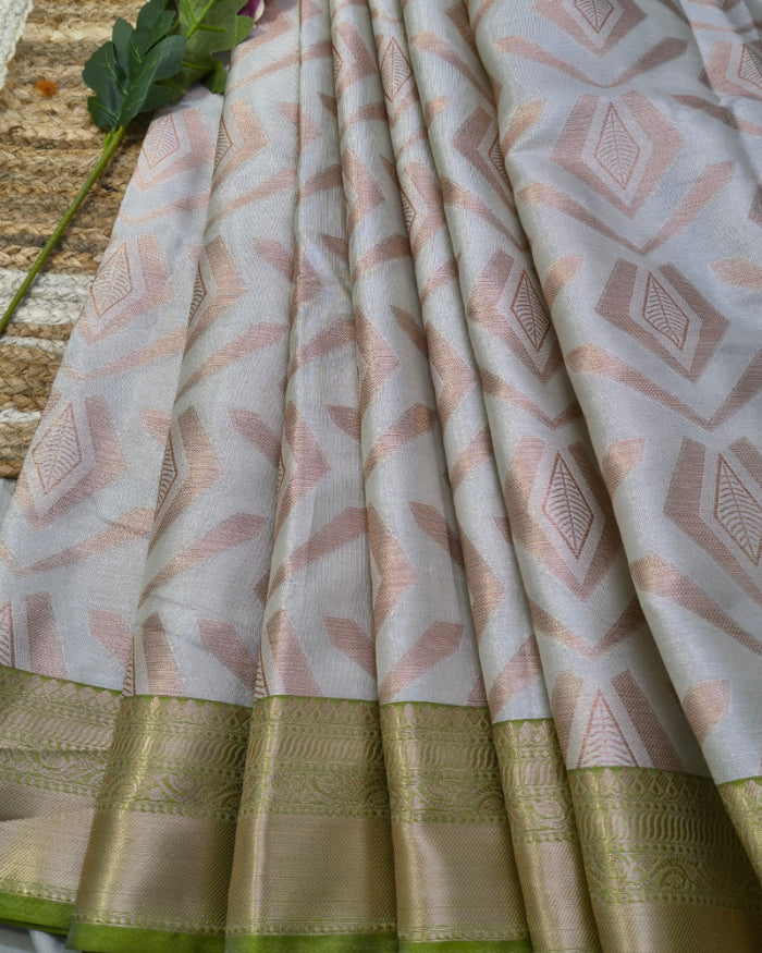 Ivory Gold Festive Tissue Saree