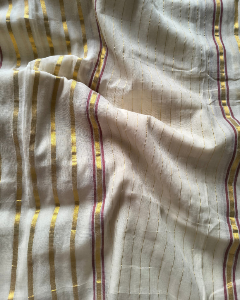 Ivory Grace Handloom Mul Cotton Saree