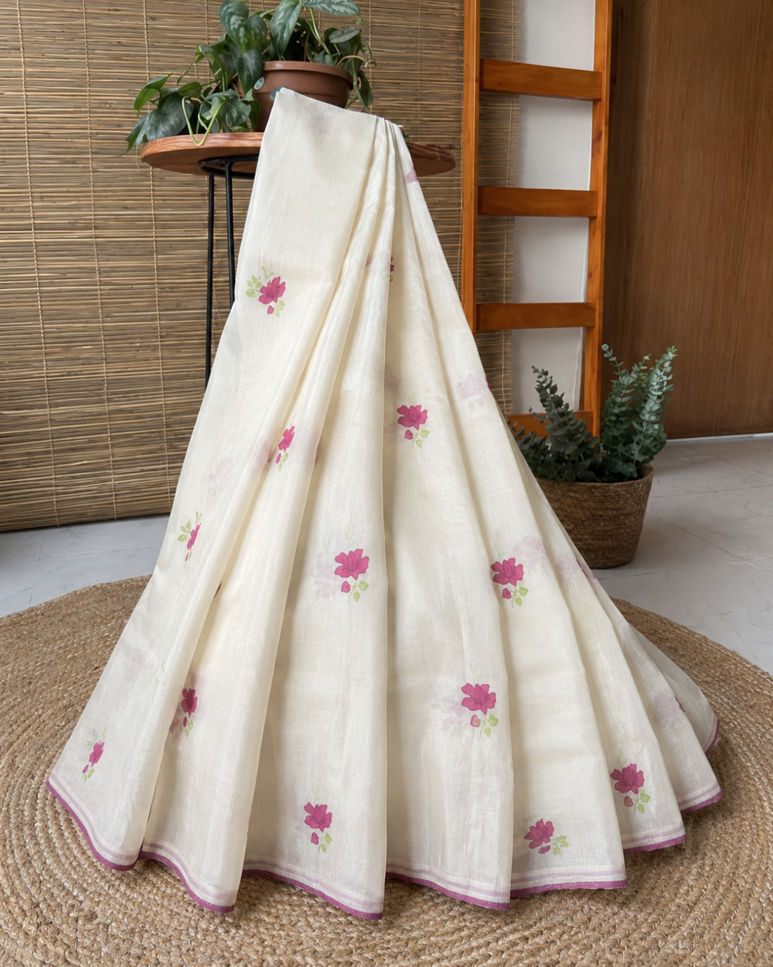 Pink Floral Linen Applique