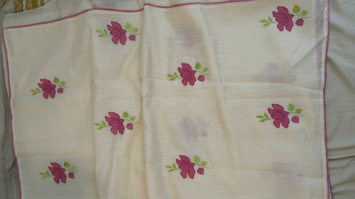 Pink Floral Linen Applique