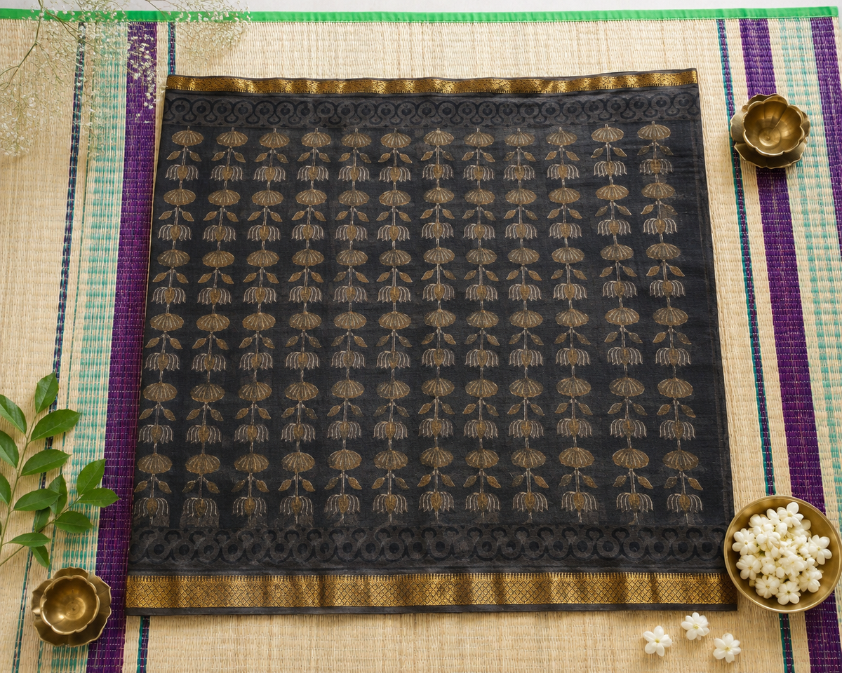 Charcoal Black Lotus Maheshwari