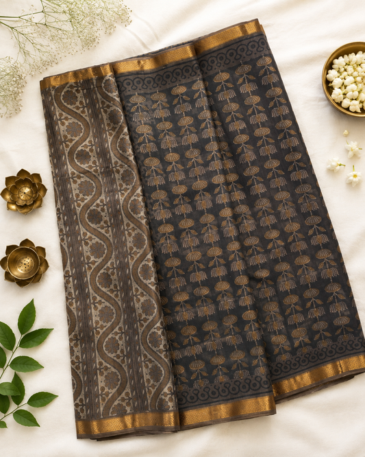 Charcoal Black Lotus Maheshwari