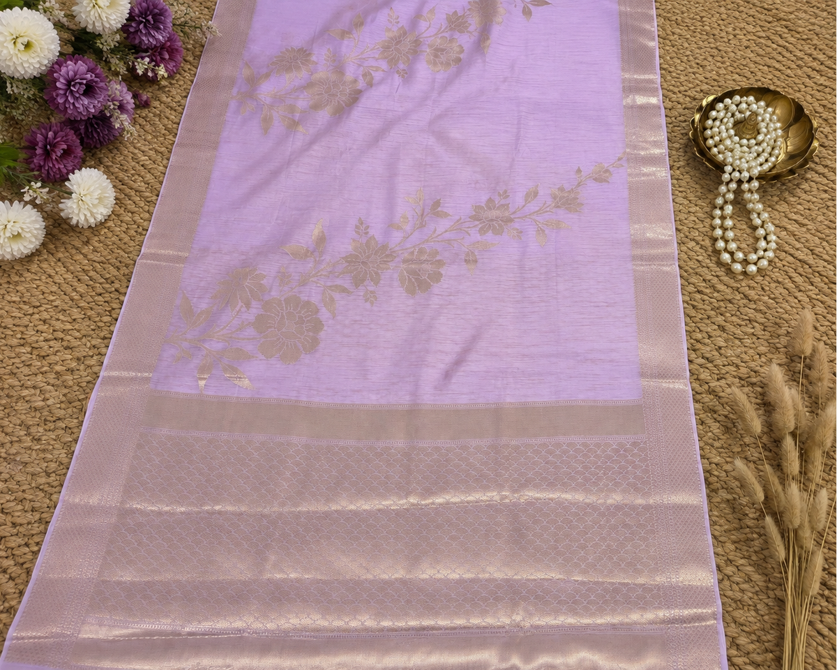 Lavender Zari Bloom Saree