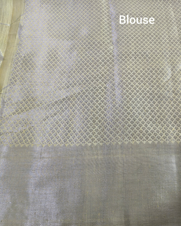 Lemon Silver Jaal Saree