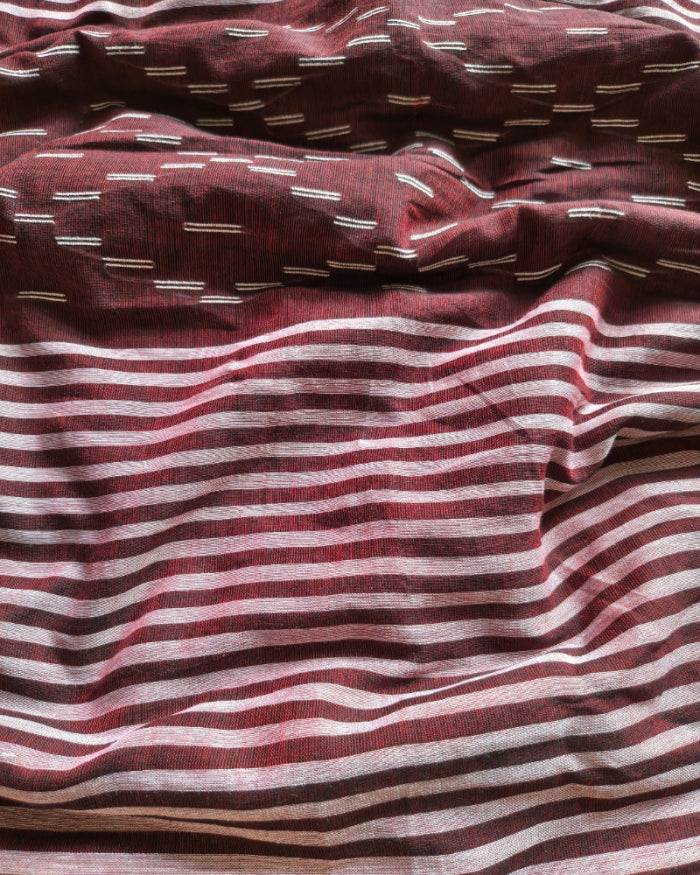 Maroon Jamdani Mul Cotton Handloom