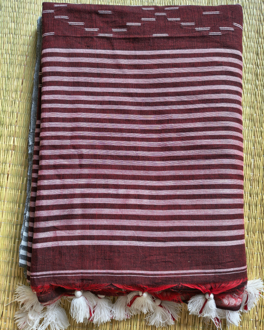 Maroon Jamdani Mul Cotton Handloom