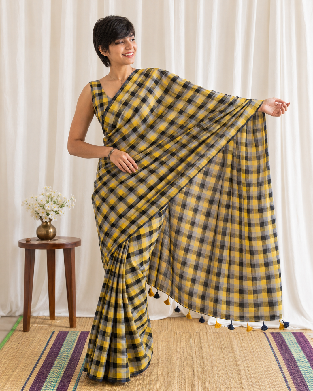 Sunshine Check Handloom Mul Cotton