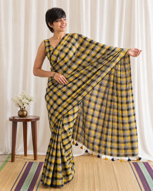 Sunshine Check Handloom Mul Cotton