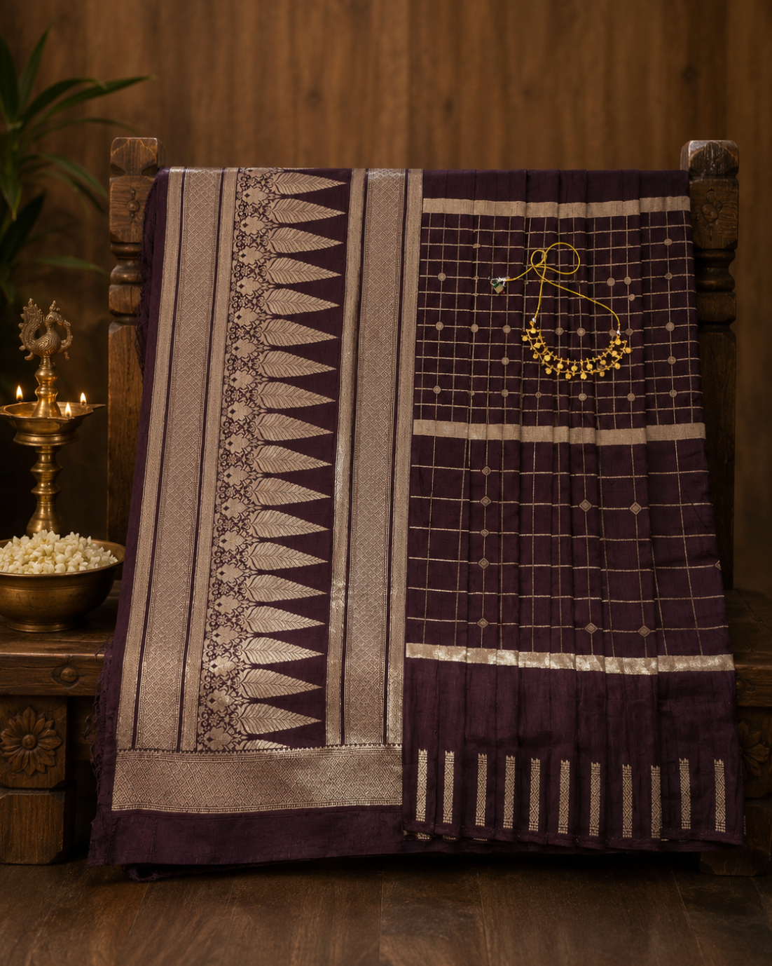Imperial Wine Silk Saree