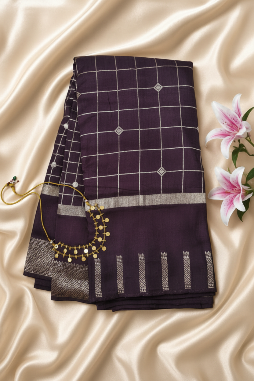 Imperial Wine Silk Saree