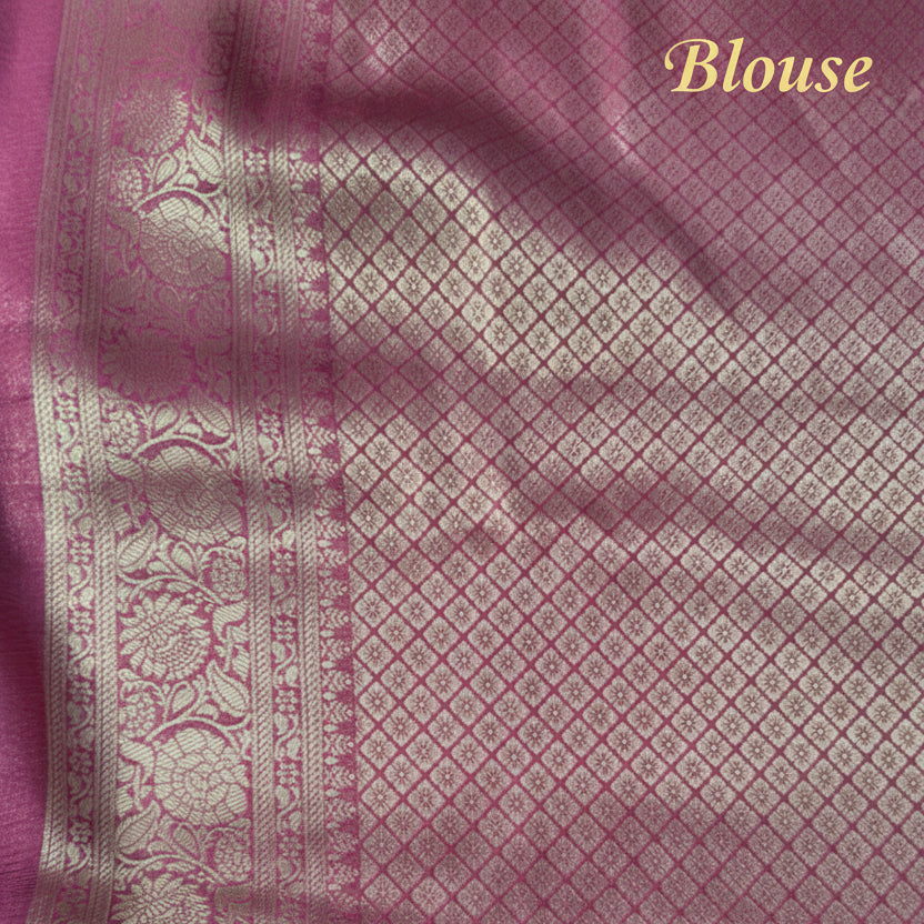 Gulbahar Pink Tissue Pashmina Saree