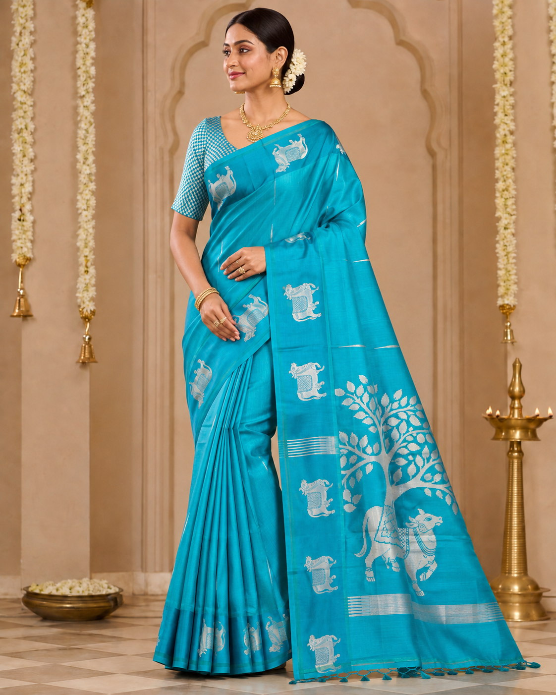 Neel Gokul Pichwai Saree